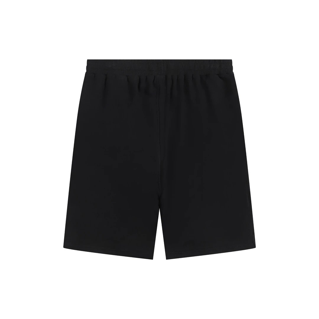PantsAMI Men's Black Cotton Shorts with Heart Logo, Adjustable Drawstring Waist, Casual Summer Style for Everyday Comfort and Street Fashion.