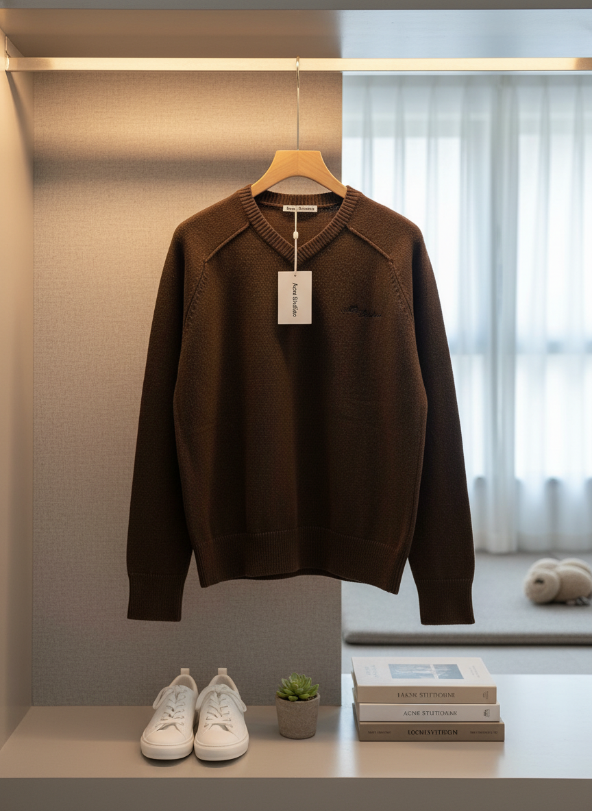Acne Studios Brown Knit Cotton Hoodie