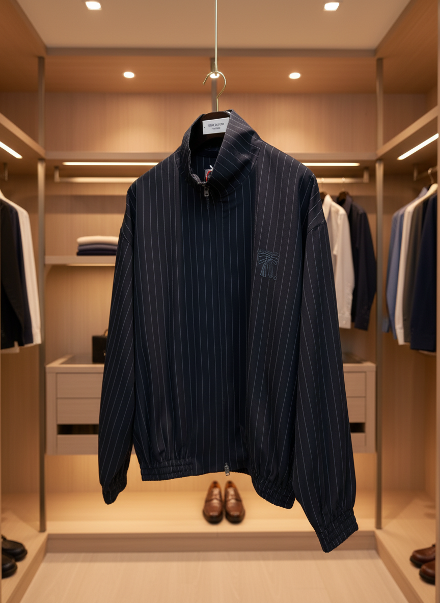 Acne Studios Men Pinstripe Zip Up Hoodie
