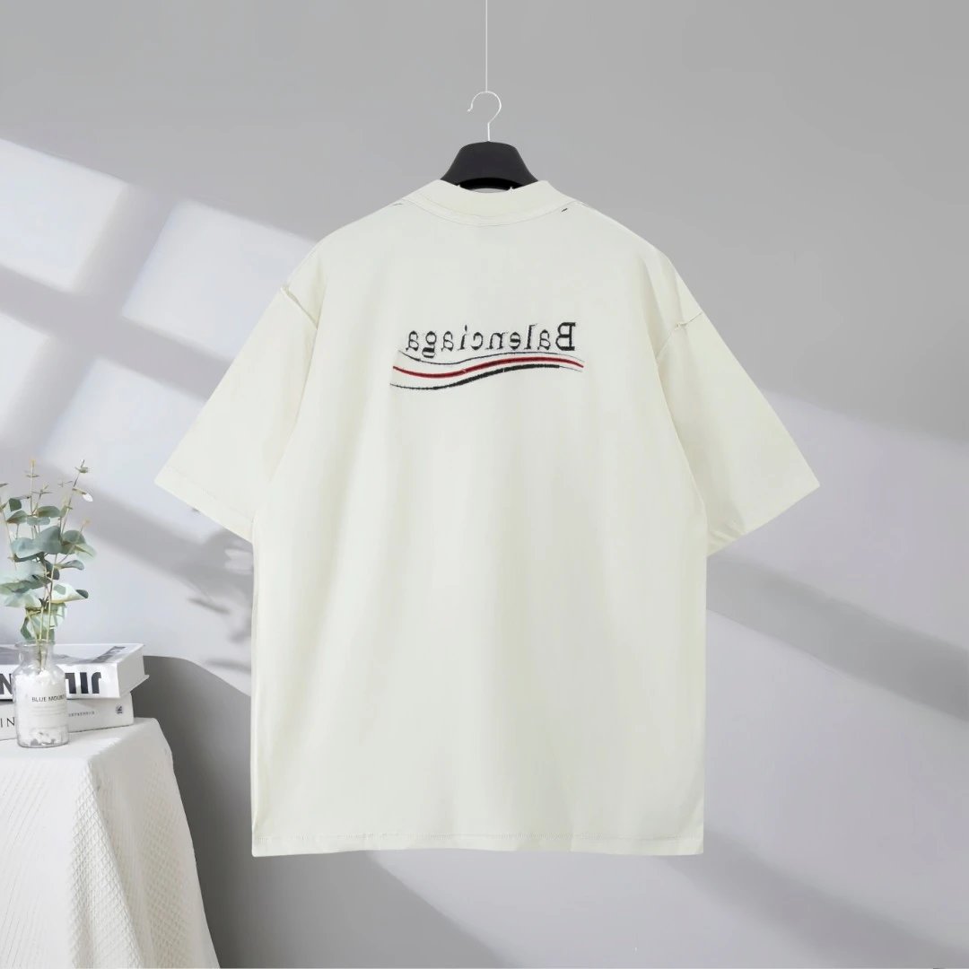 Balenciaga Unisex Oversized T-Shirt, premium cotton fabric, minimalist logo design, casual streetwear style, breathable and comfortable fit for daily wear.