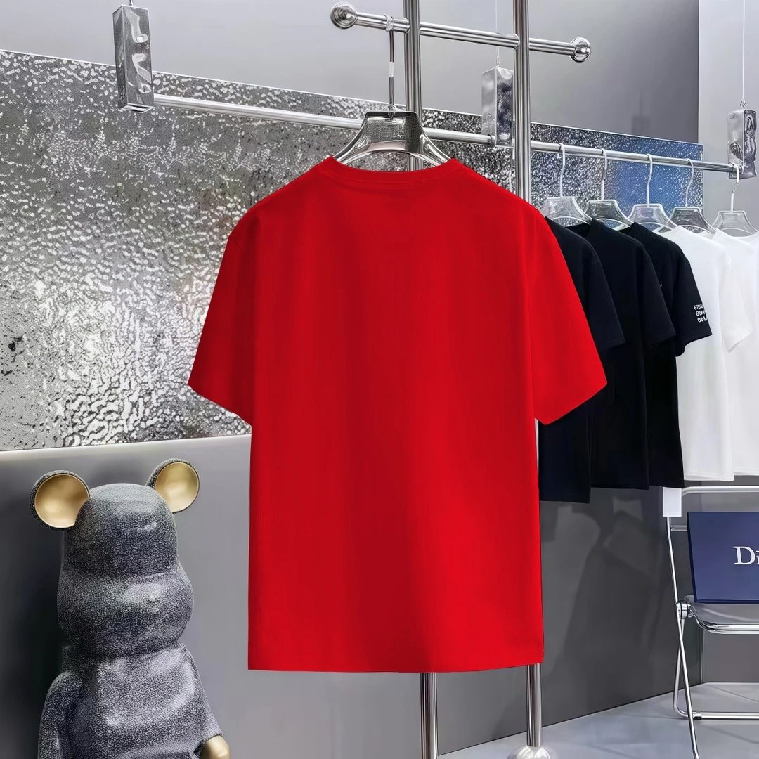 Balenciaga Red Logo Print Men Cotton T-Shirt
