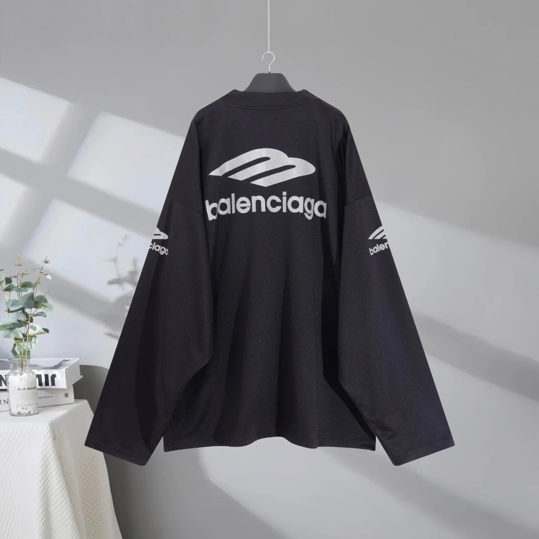 Balenciaga Oversized Black Hoodie Logo Sweatshirt Unisex