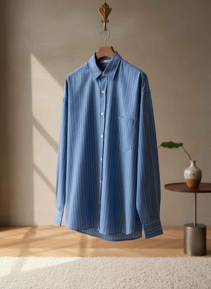 Acne Studios Men Blue Striped Cotton Shirt