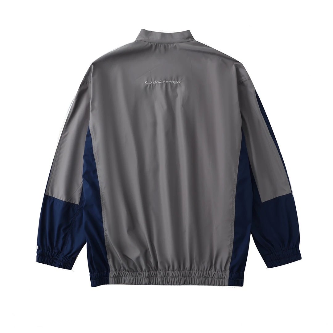 Balenciaga Beige Navy Colorblock Hooded Shirt