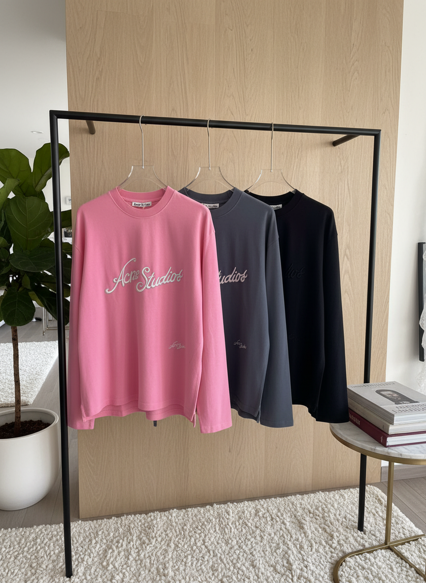 Acne Studios Oversized Cotton Hoodies Pink Gray Black