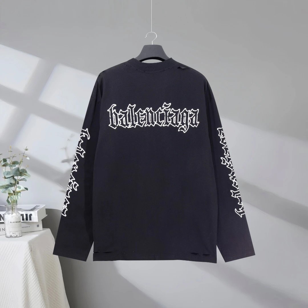 Balenciaga Black Gothic Logo Oversized Men’s Hoodie