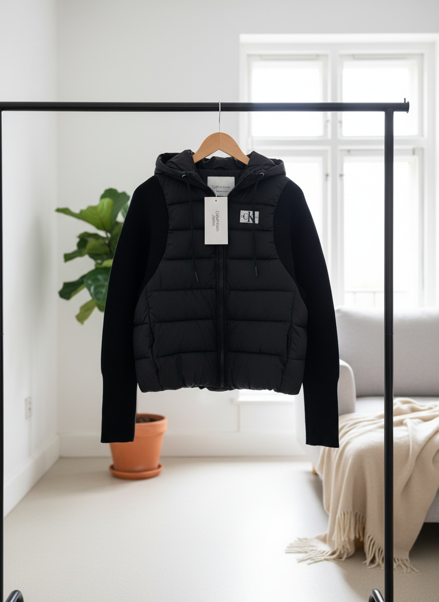 Calvin Klein Black Hooded Puffer Jacket Men