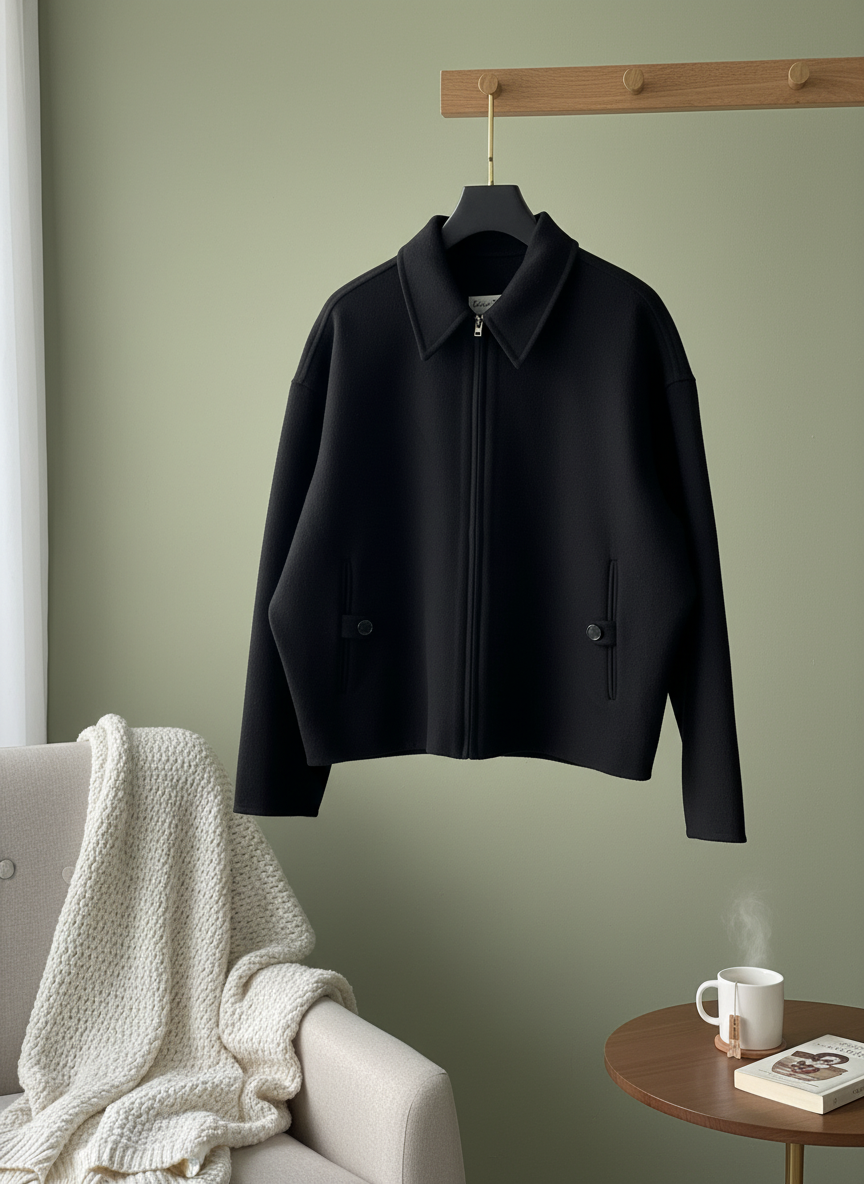 Acne Studios Black Wool Zip Jacket for Men