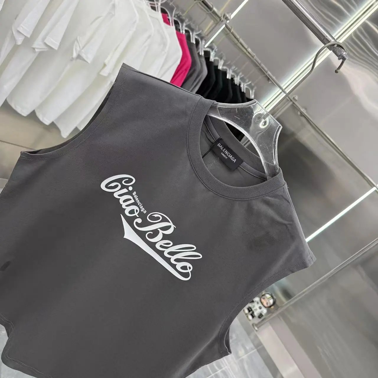 Balenciaga Ciao Bello Black Sleeveless Cotton T-Shirt