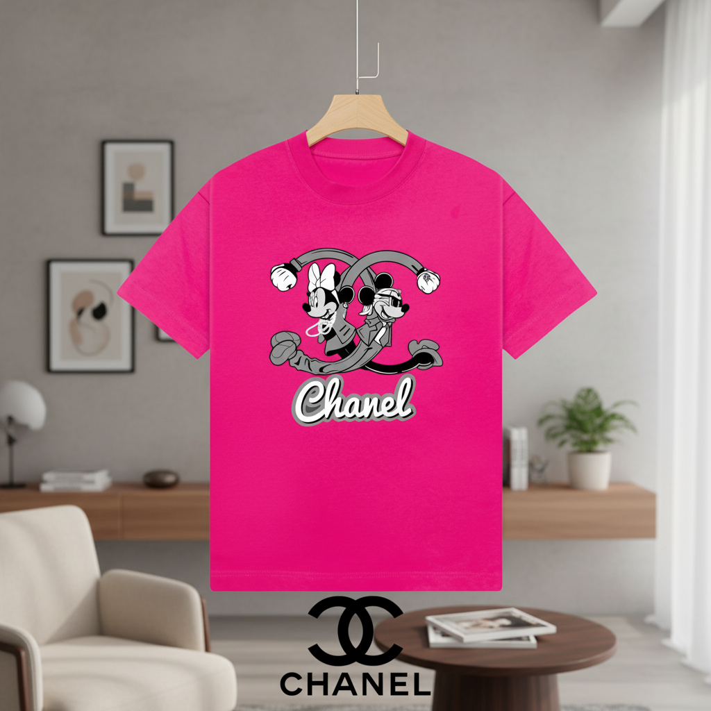 Chanel Pink Cartoon Logo Women’s Graphic T-Shirt