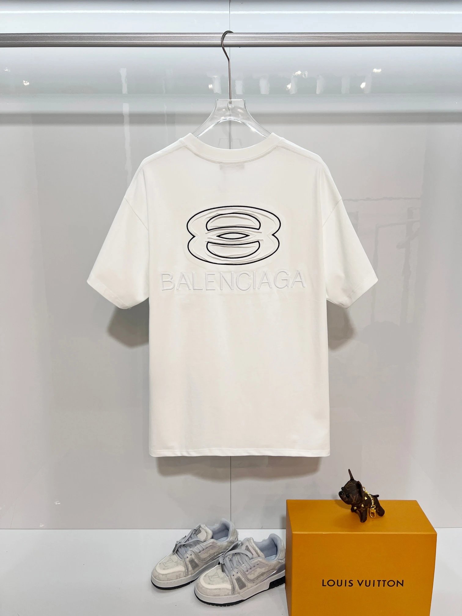 Balenciaga T-Shirt, minimalist white cotton design offering comfort and premium style, perfect for casual wear or street fashion enthusiasts seeking timeless luxury branding.