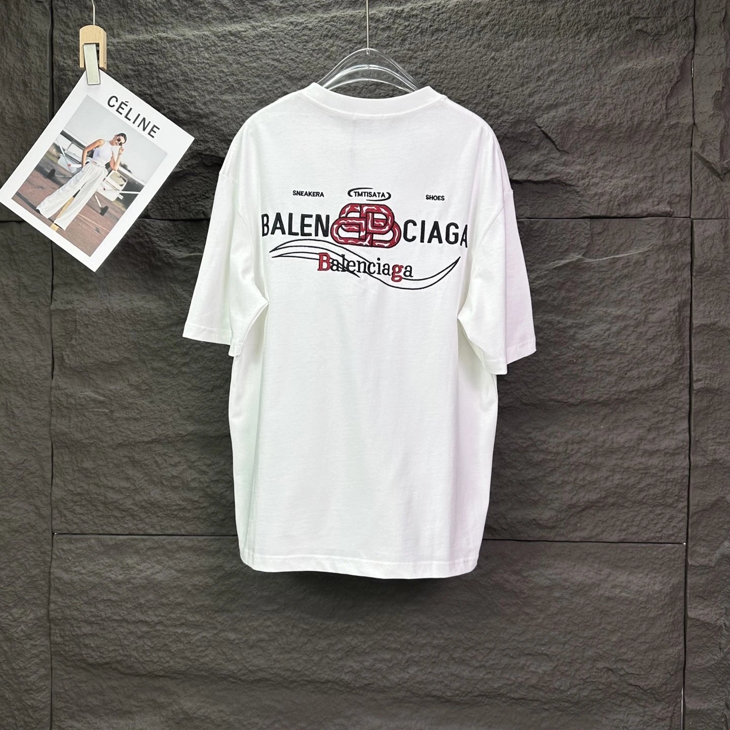 Balenciaga T-Shirt, classic white cotton tee with minimalist logo design, soft and breathable fabric, perfect for casual streetwear and modern fashion styling.