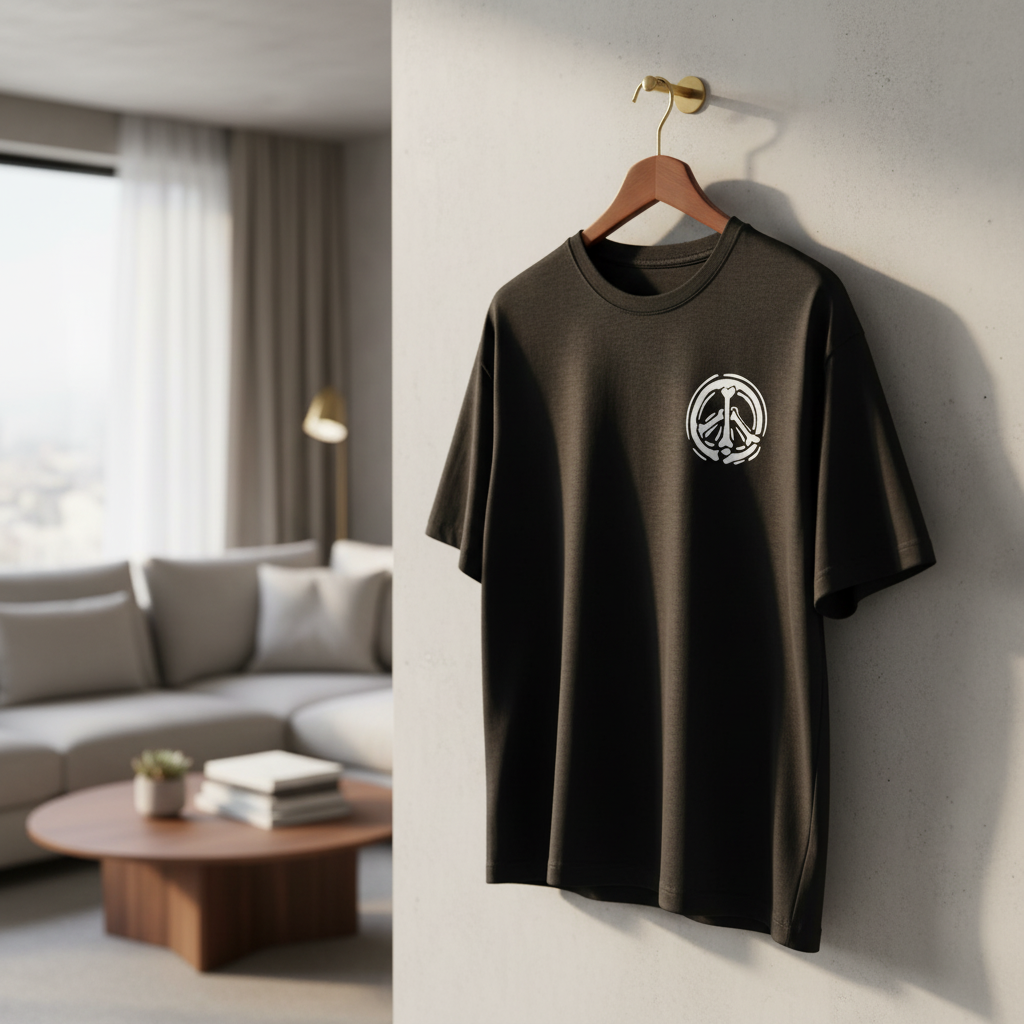 CHANEL Black Cotton Logo Print T-Shirt