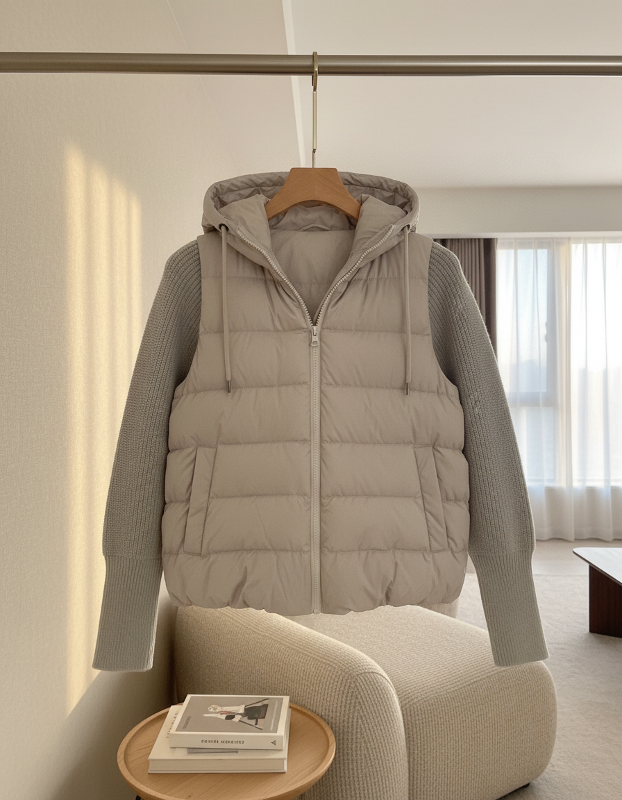 Calvin Klein Women Knit Sleeve Puffer Jacket Winter