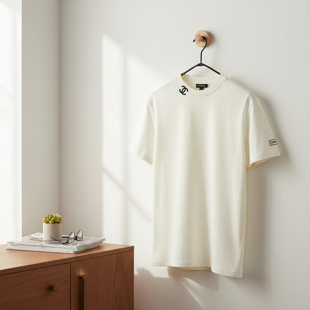 CHANEL Classic White Cotton Logo T-Shirt