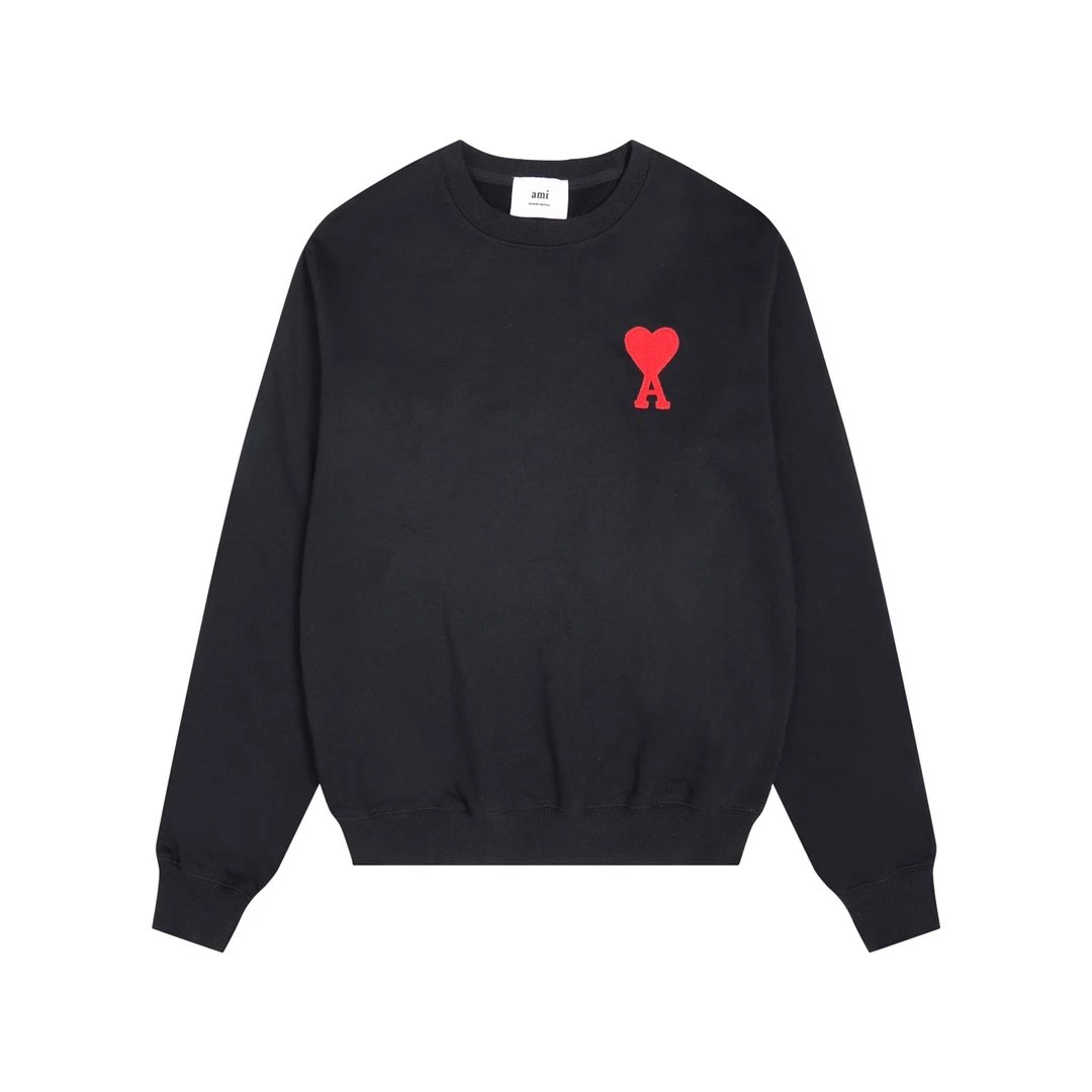 AMI Black Heart A Cotton Crewneck Sweatshirt