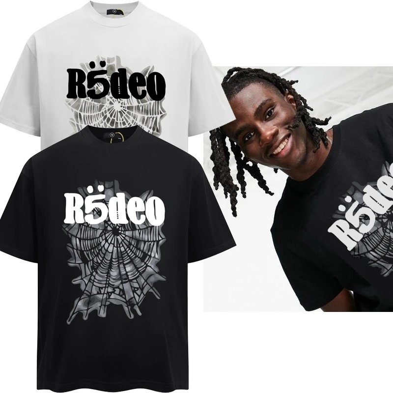 SP5DER R5deo Black Web Graphic Cotton T-Shirt