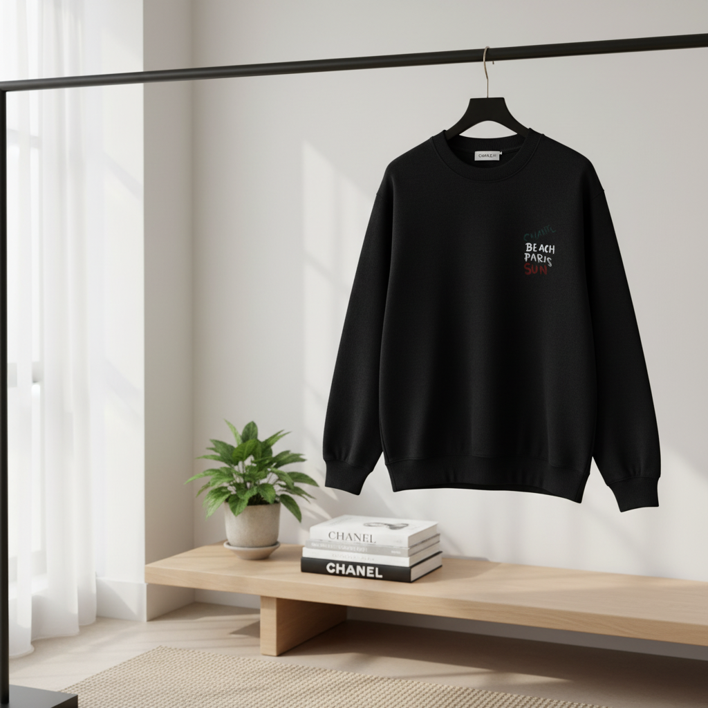 CHANEL Beach Paris Sun Black Cotton Hoodie