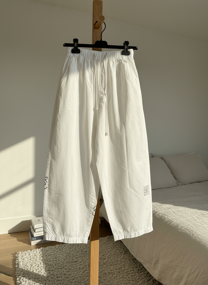 CHANEL White Wide Leg Pants Summer Casual Trousers