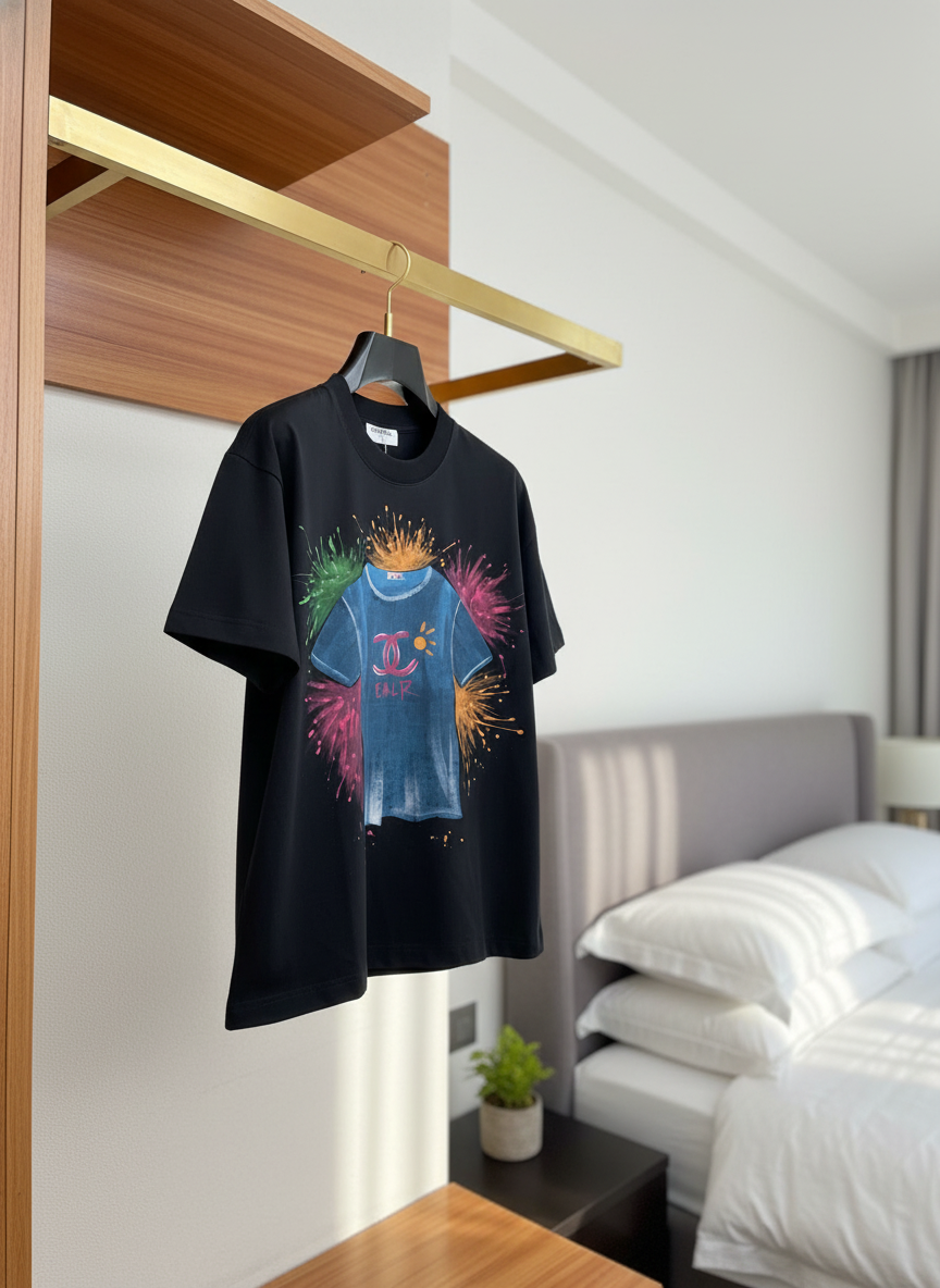 CHANEL Color Splash Unisex Cotton T-Shirt