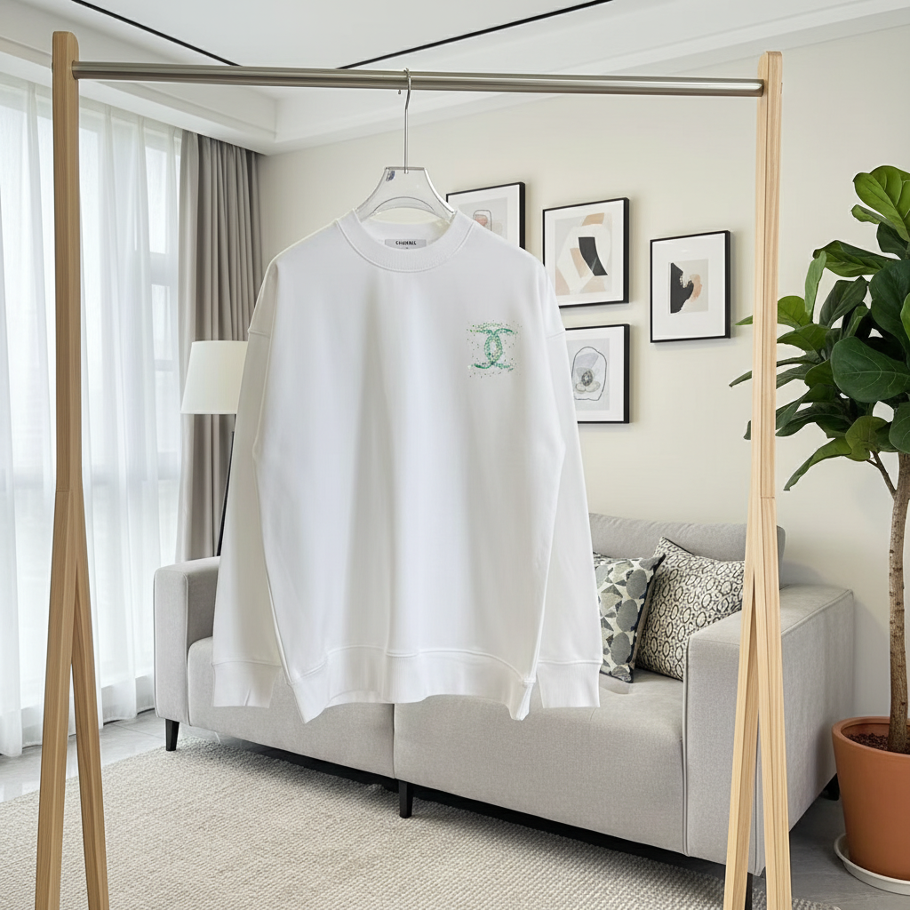 CHANEL White Cotton Logo Hoodie