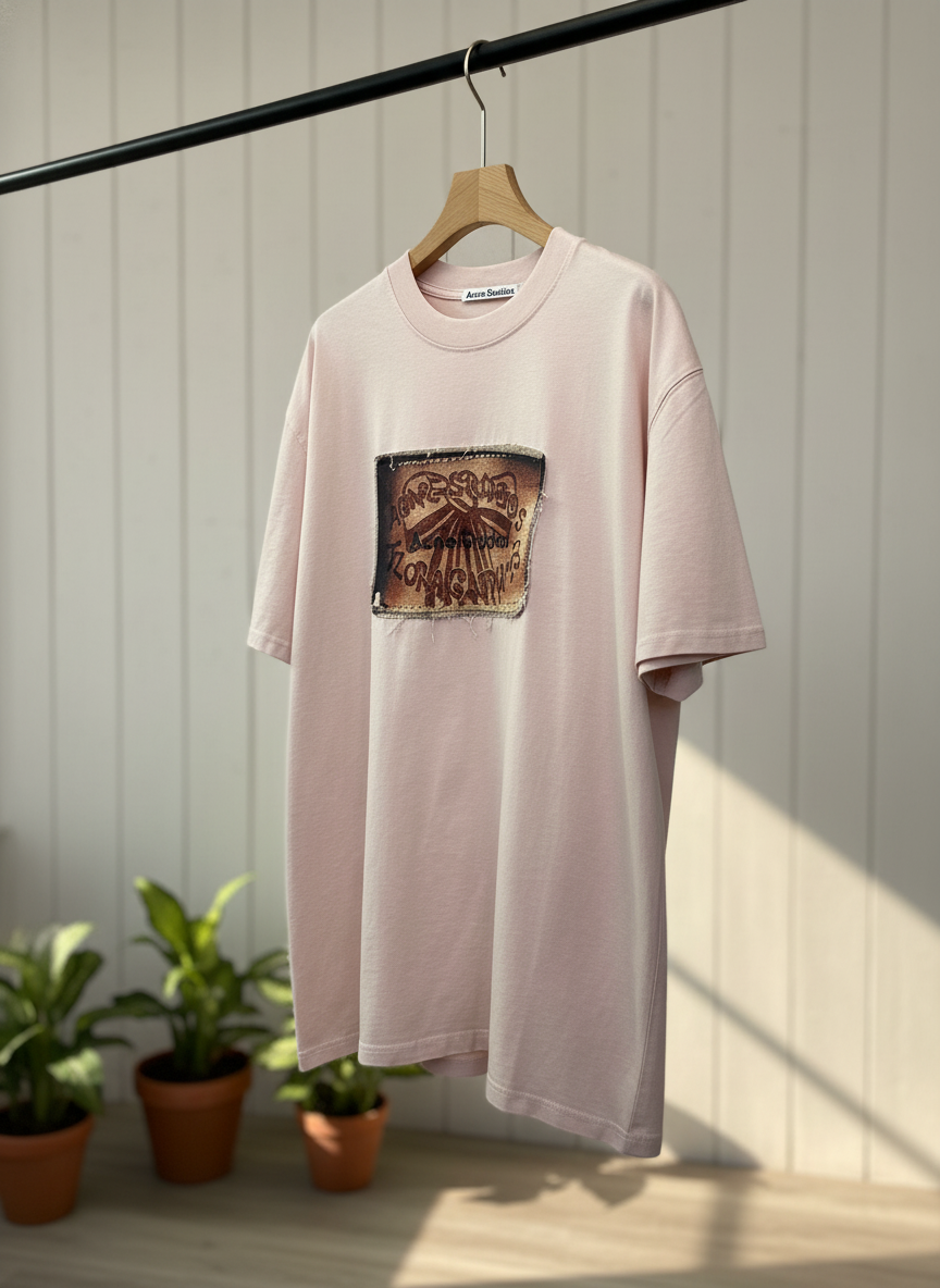 Acne Studios Pink Graphic Patch Cotton T-Shirt