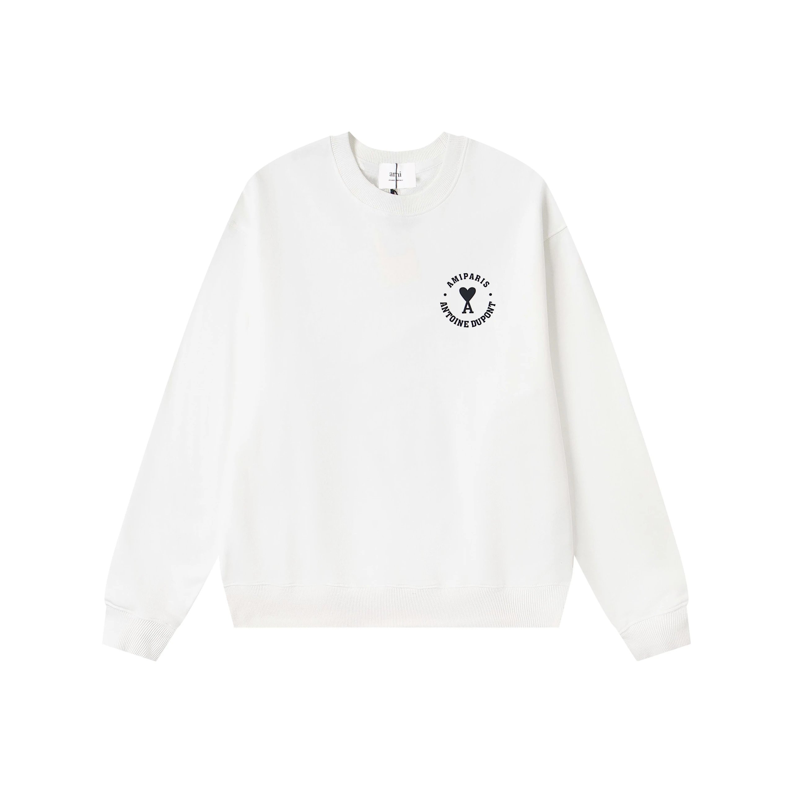 AMI Paris White Logo Cotton Sweatshirt