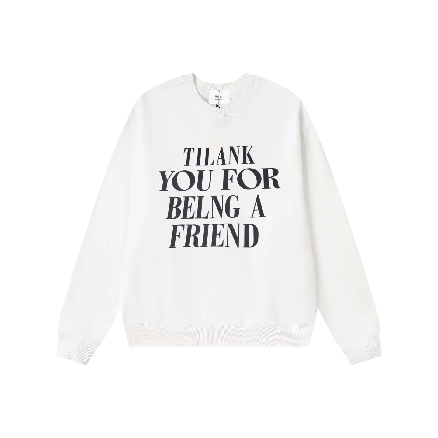 AMI White Cotton Crewneck Sweatshirt Unisex Fashion