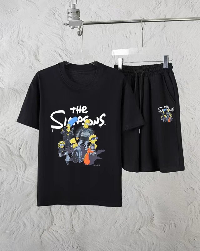 Balenciaga Simpsons Summer Cotton T-Shirt Shorts Set