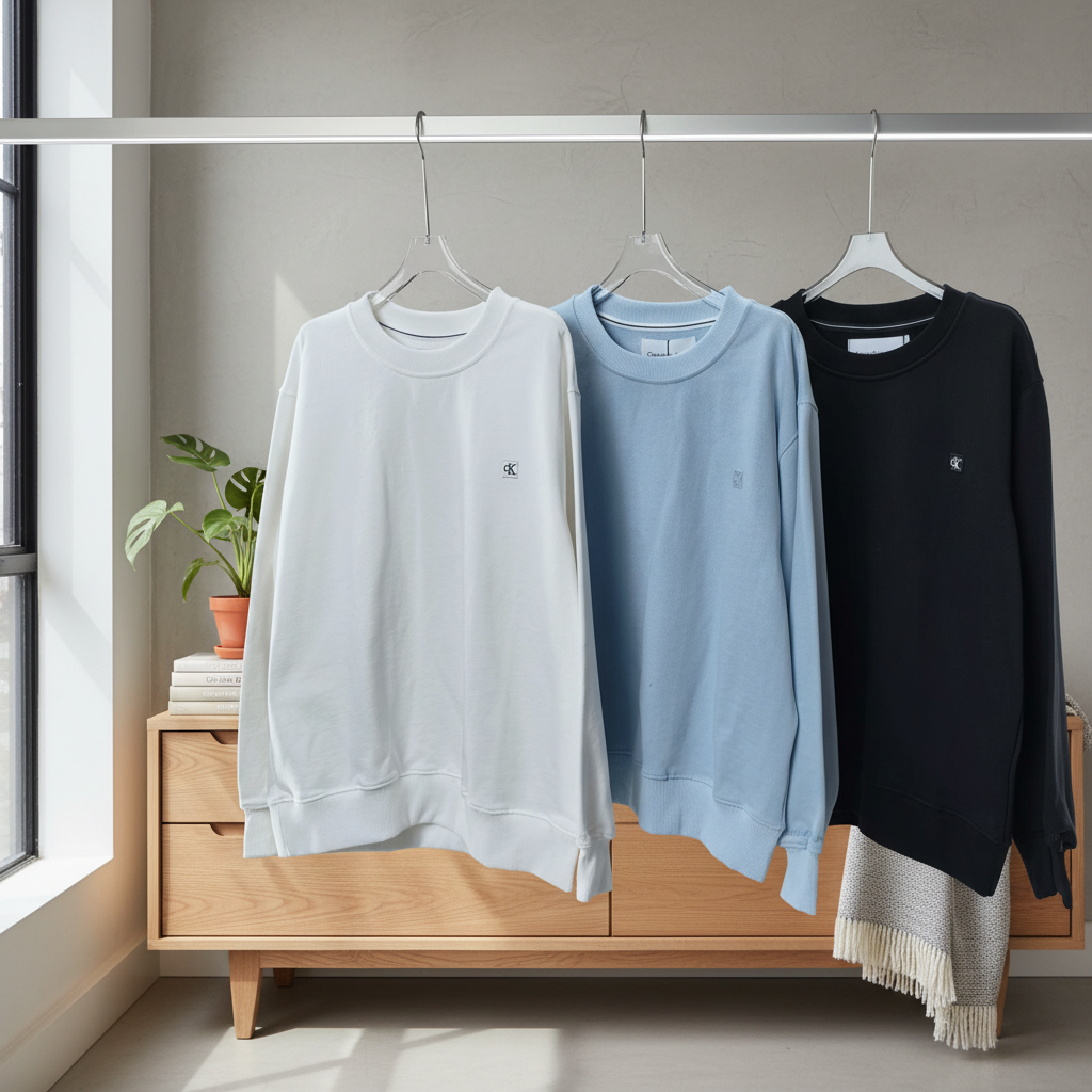 Calvin Klein CK Logo Unisex Cotton Hoodie Black White Blue