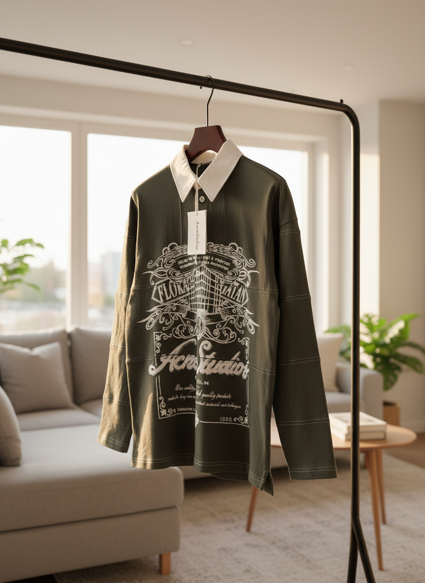 Acne Studios Graphic Print Contrast Collar Hoodie