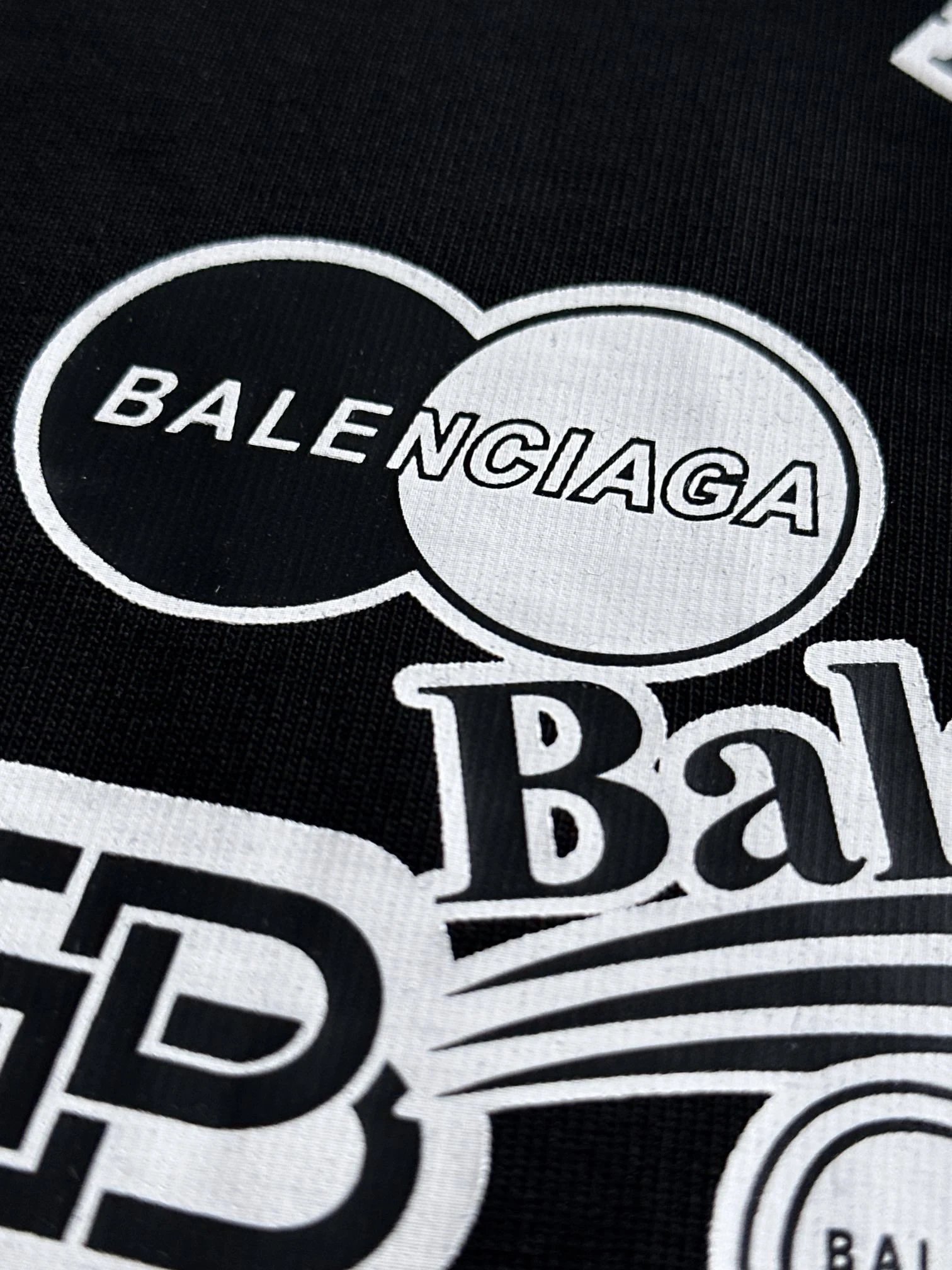 Balenciaga Multi Logo Cotton Streetwear T-Shirt Black