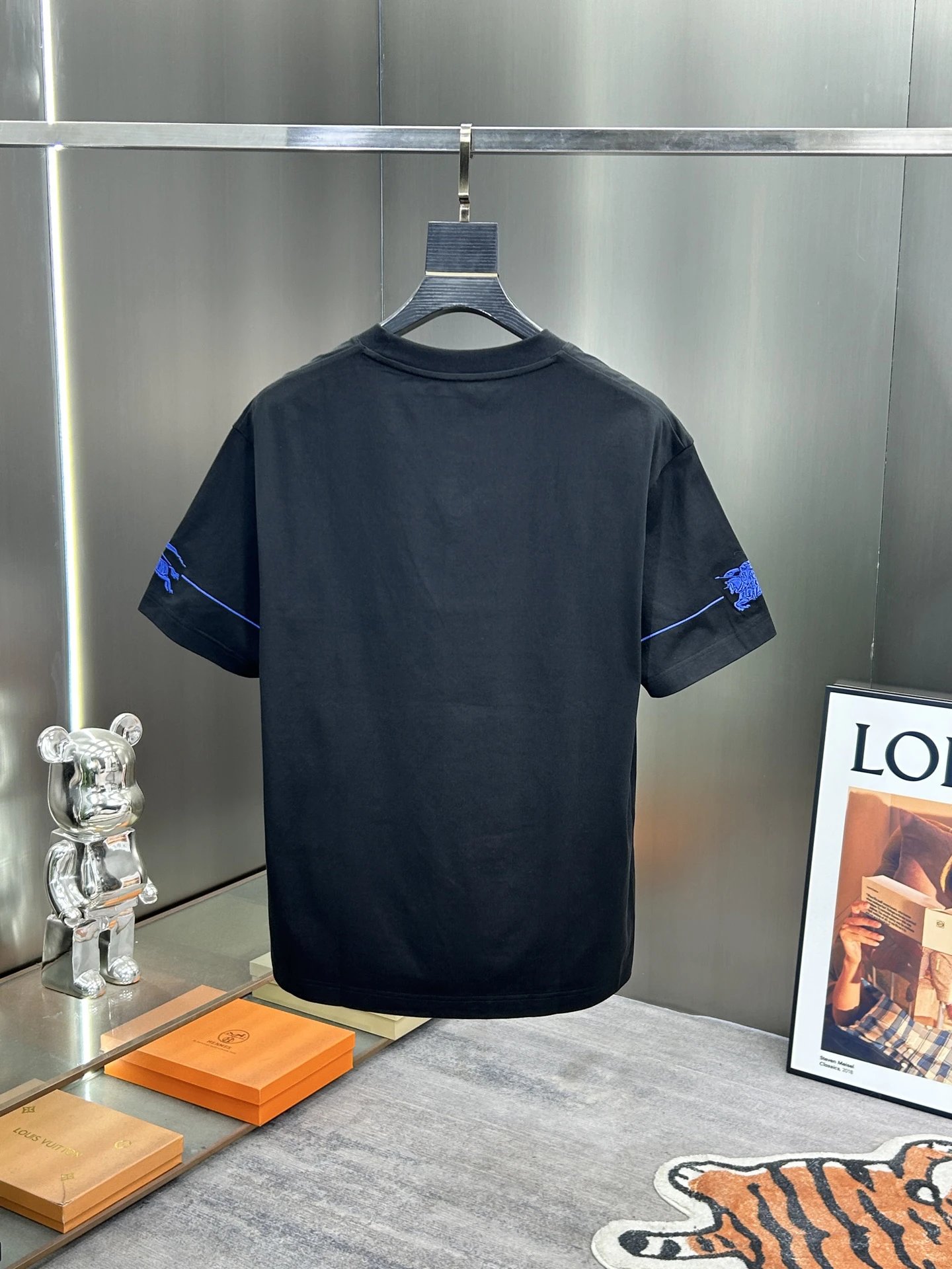 Burberry Black Blue Logo Men Cotton T-Shirt