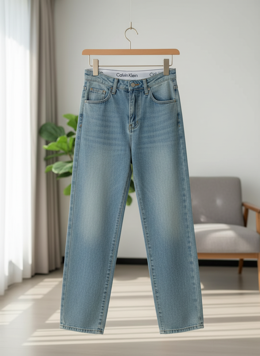 Calvin Klein Women High Waist Wide Leg Jeans Denim