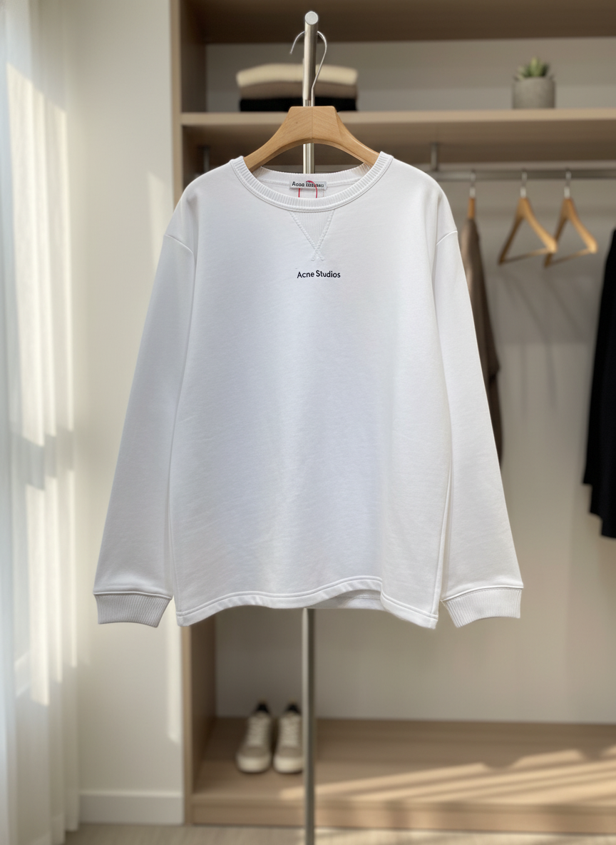 Acne Studios White Cotton Logo Hoodie Sweater
