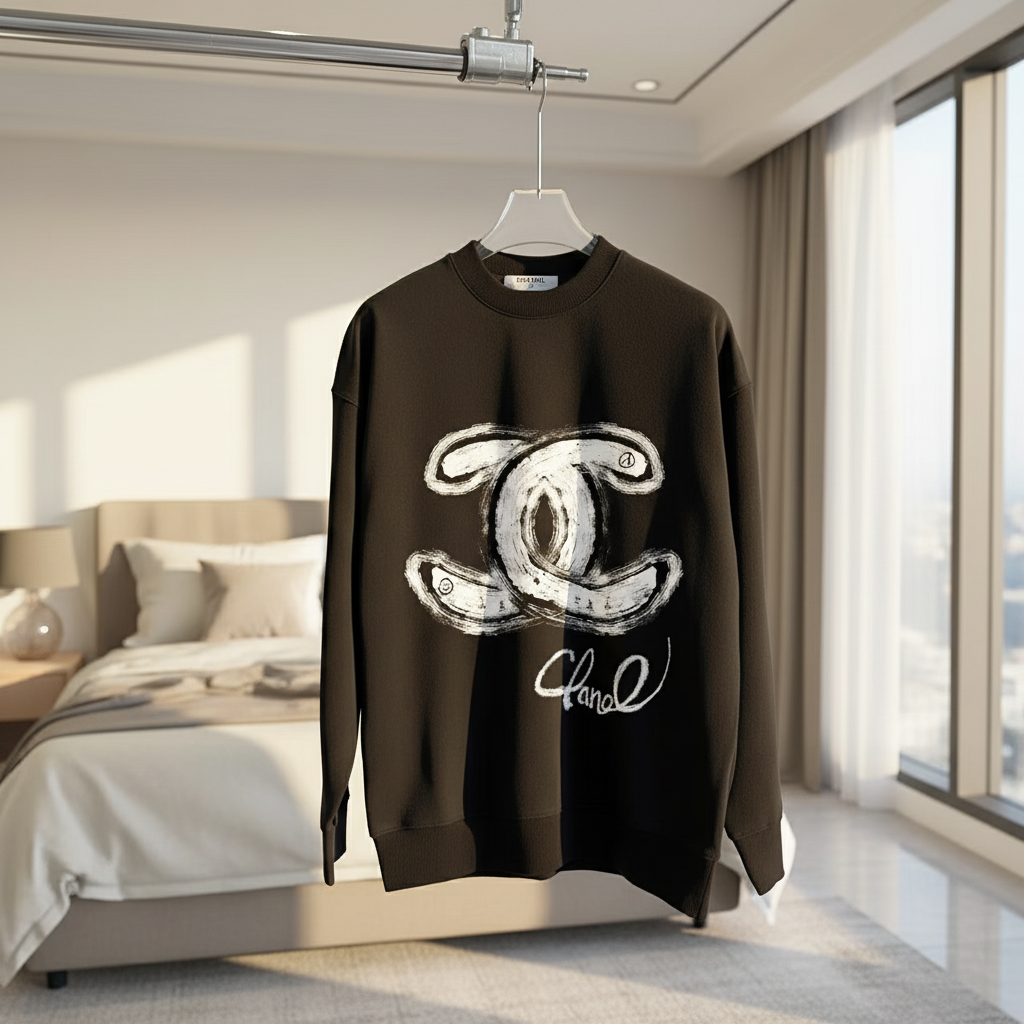 CHANEL Black Artistic Logo Fashion Hoodie