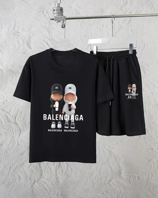 Balenciaga Cartoon Print Cotton T-Shirt Set Unisex