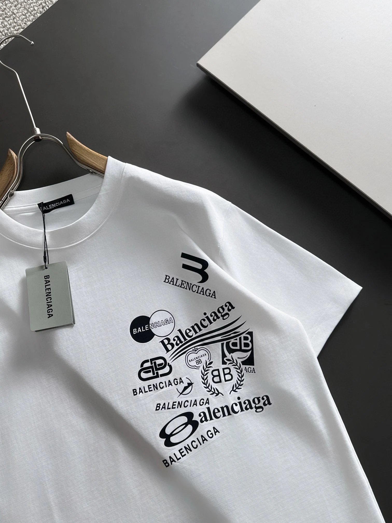 Balenciaga White Logo Cotton T-Shirt Men
