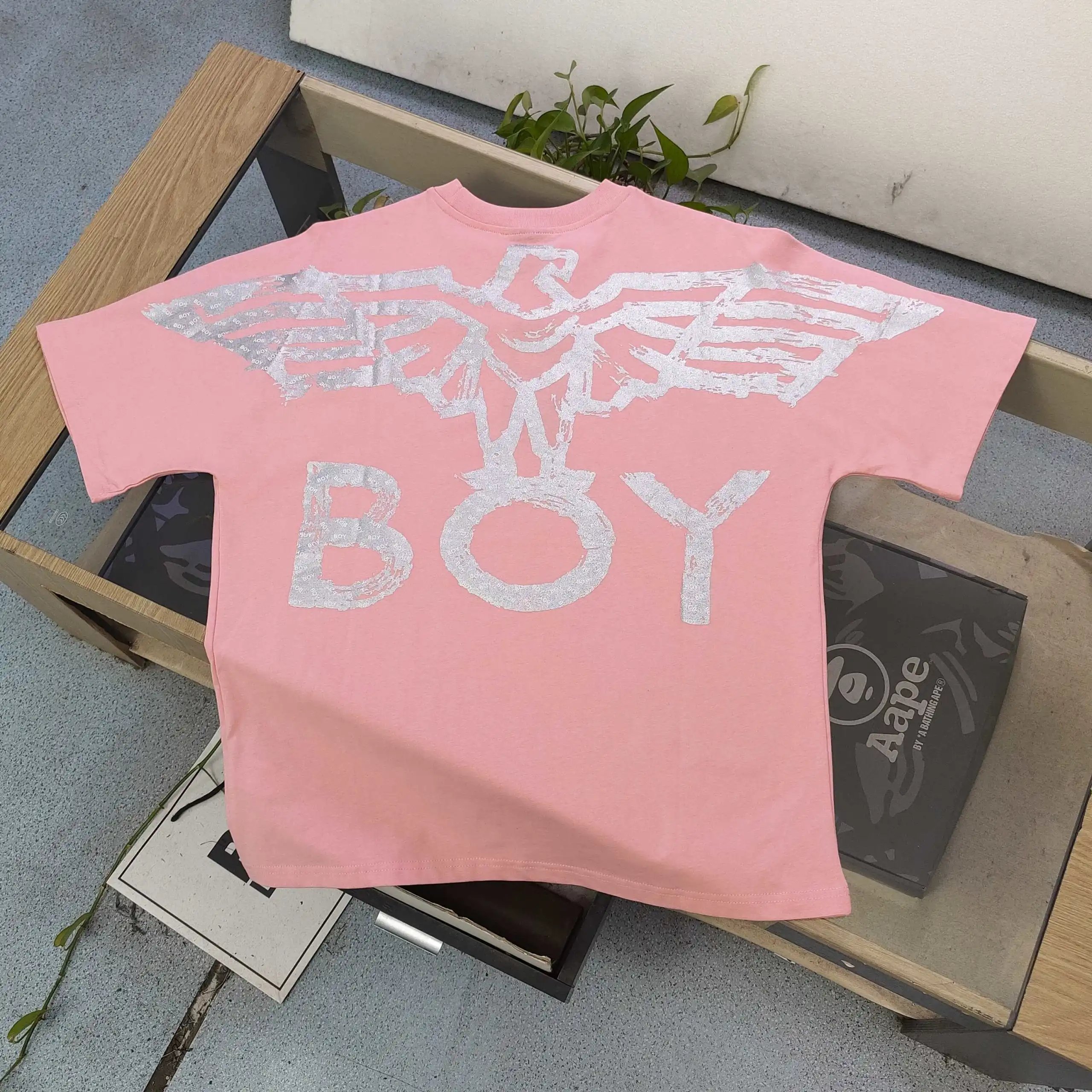 BOY LONDON Pink Logo Print Cotton T-Shirt