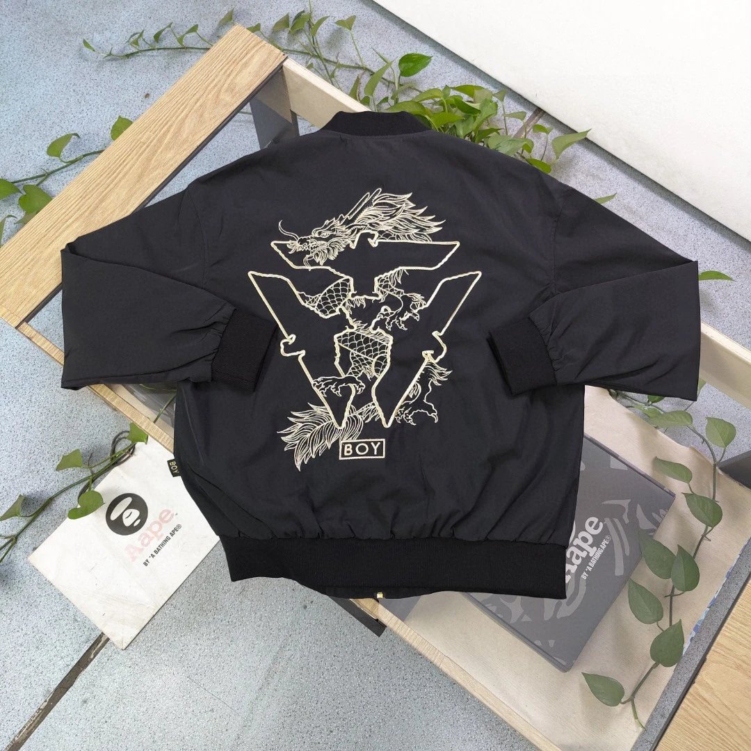 BOY LONDON Black Windproof Baseball Jacket Unisex Fashion