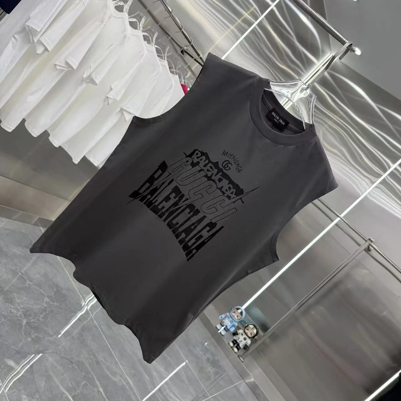 Balenciaga Men’s Sleeveless Cotton Logo Muscle Shirt
