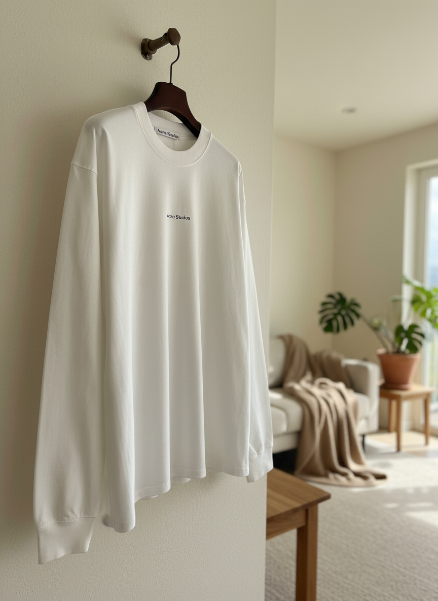 Acne Studios White Cotton Logo Hoodie
