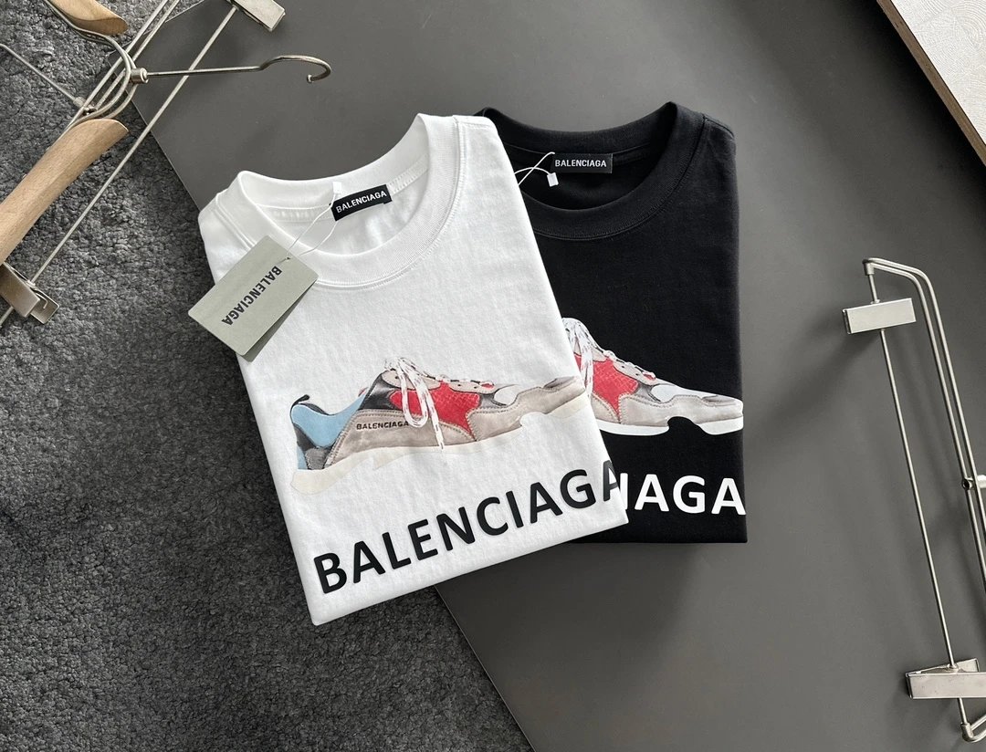 Balenciaga Black Sneaker Graphic Cotton T-Shirt