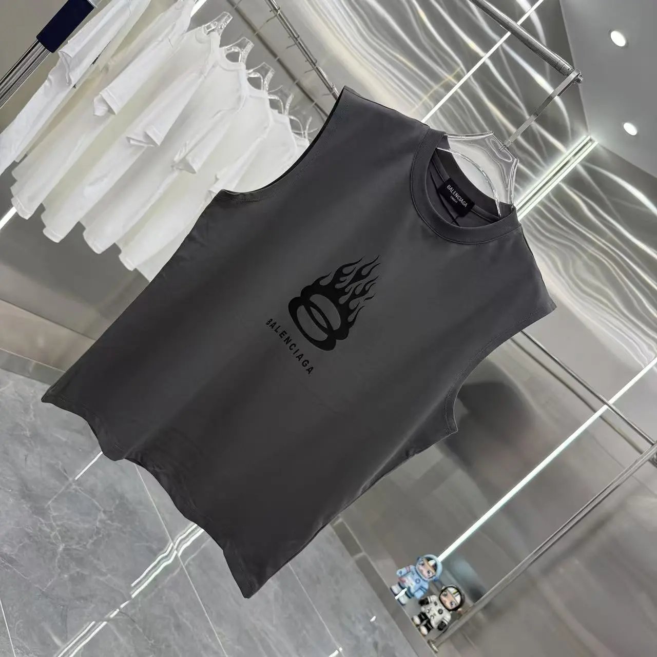Balenciaga Black Flame Sleeveless Cotton Men’s T-Shirt
