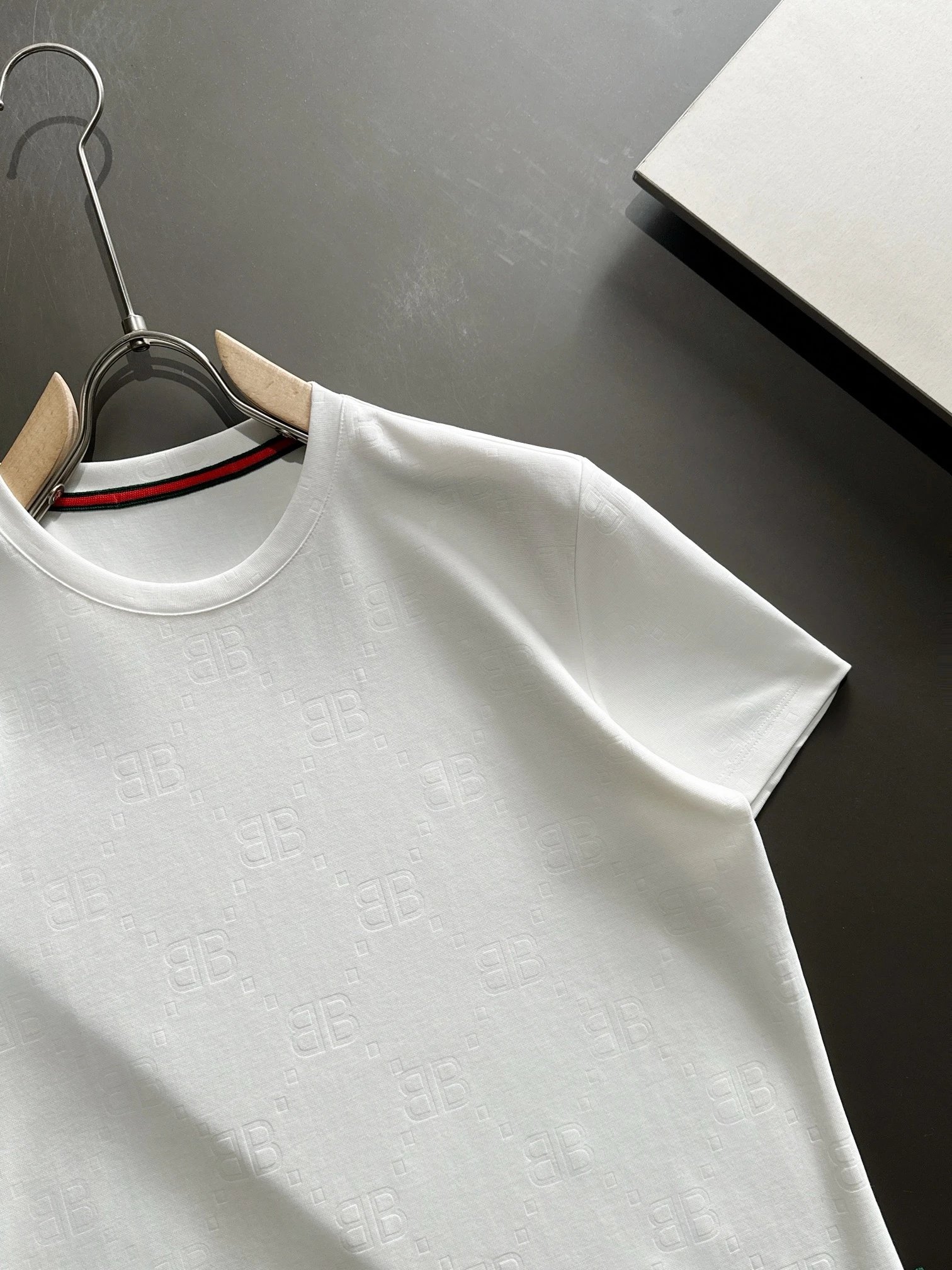 Burberry Men’s White Logo Embossed Cotton T-Shirt