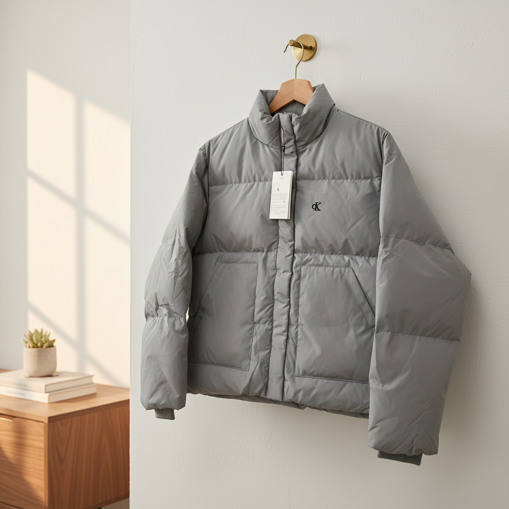 Calvin Klein Men Gray Puffer Jacket Winter Coat