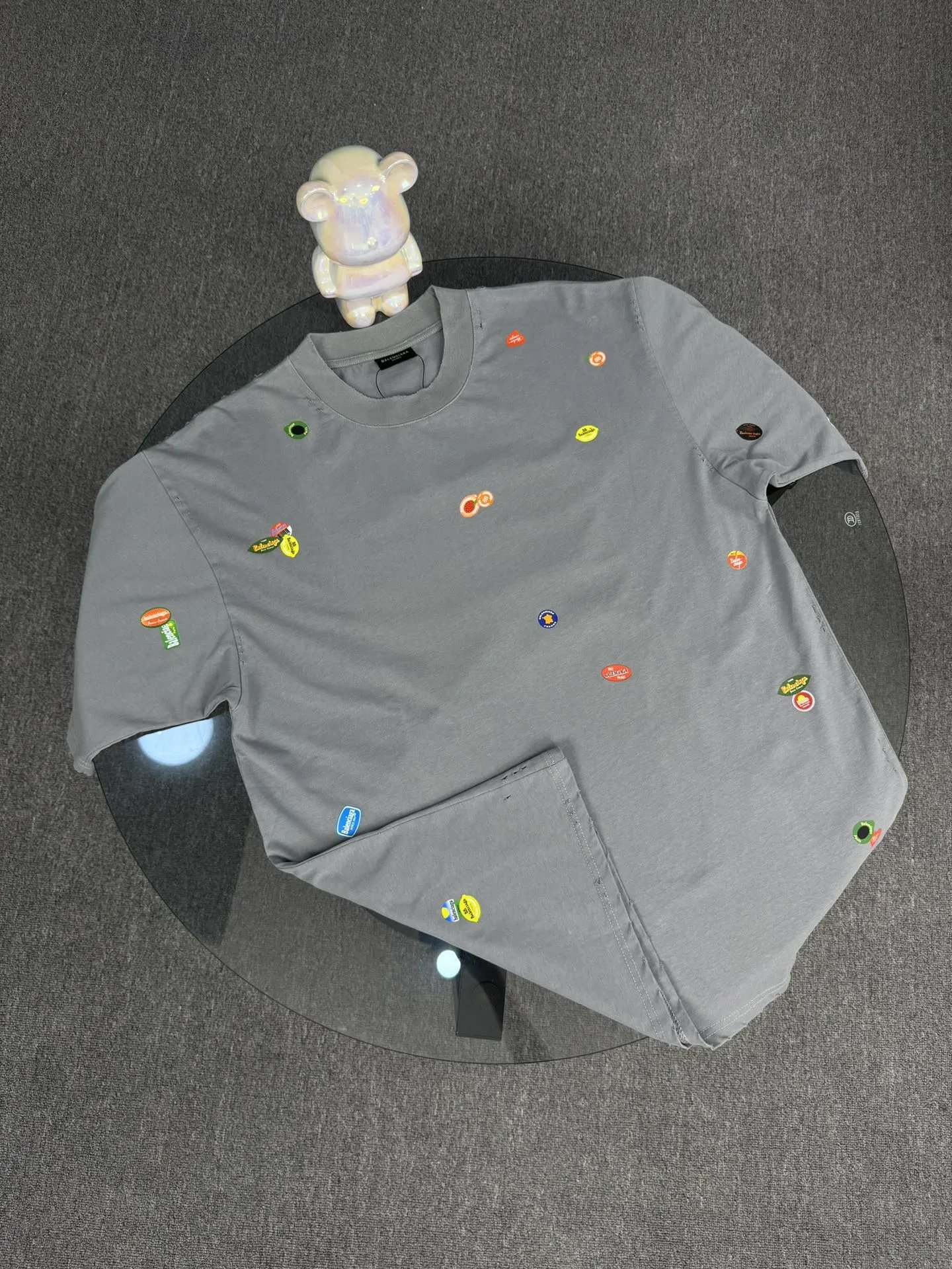 Balenciaga Embroidered Oversized Cotton T-Shirts Pink Black Gray