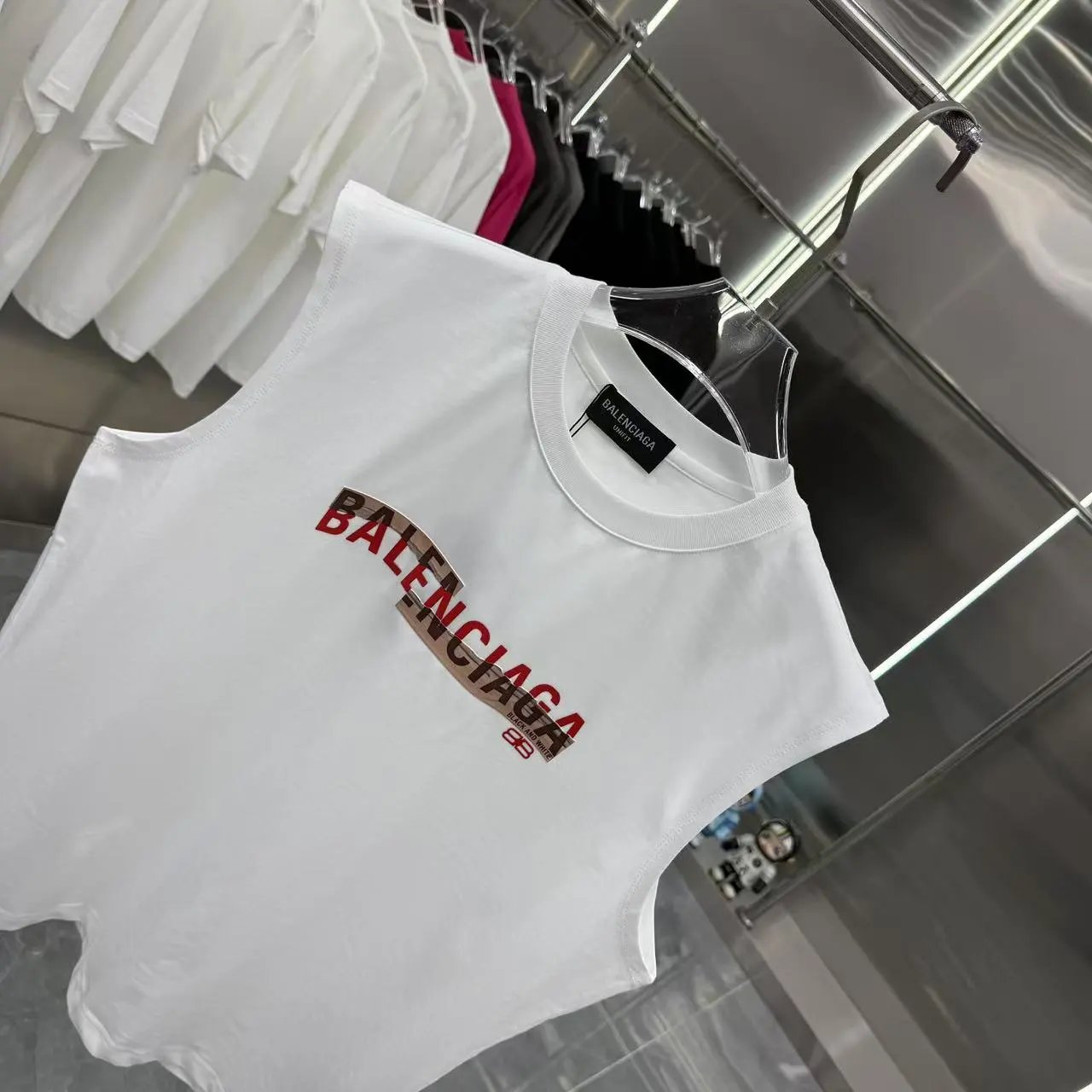 Balenciaga Men’s Sleeveless Cotton T-Shirt Streetwear Top