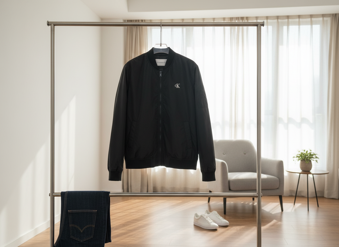 Calvin Klein Men Black Lightweight Bomber Jacket