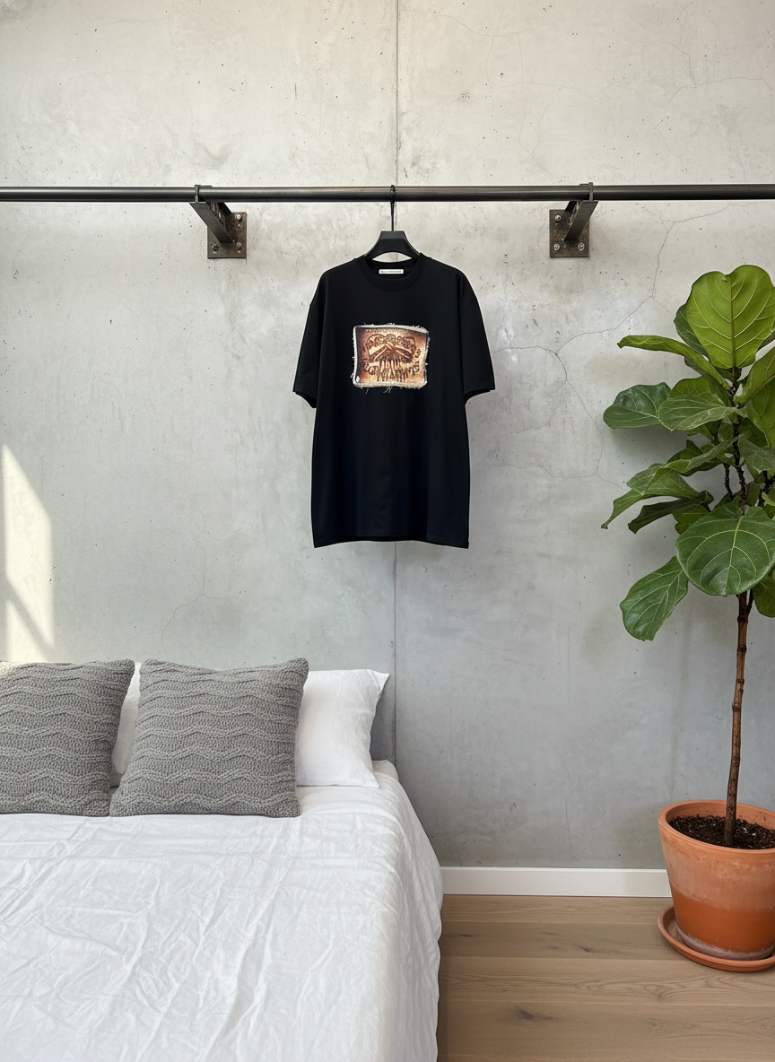 Acne Studios Black Oversized Distressed Patch T-Shirt Men